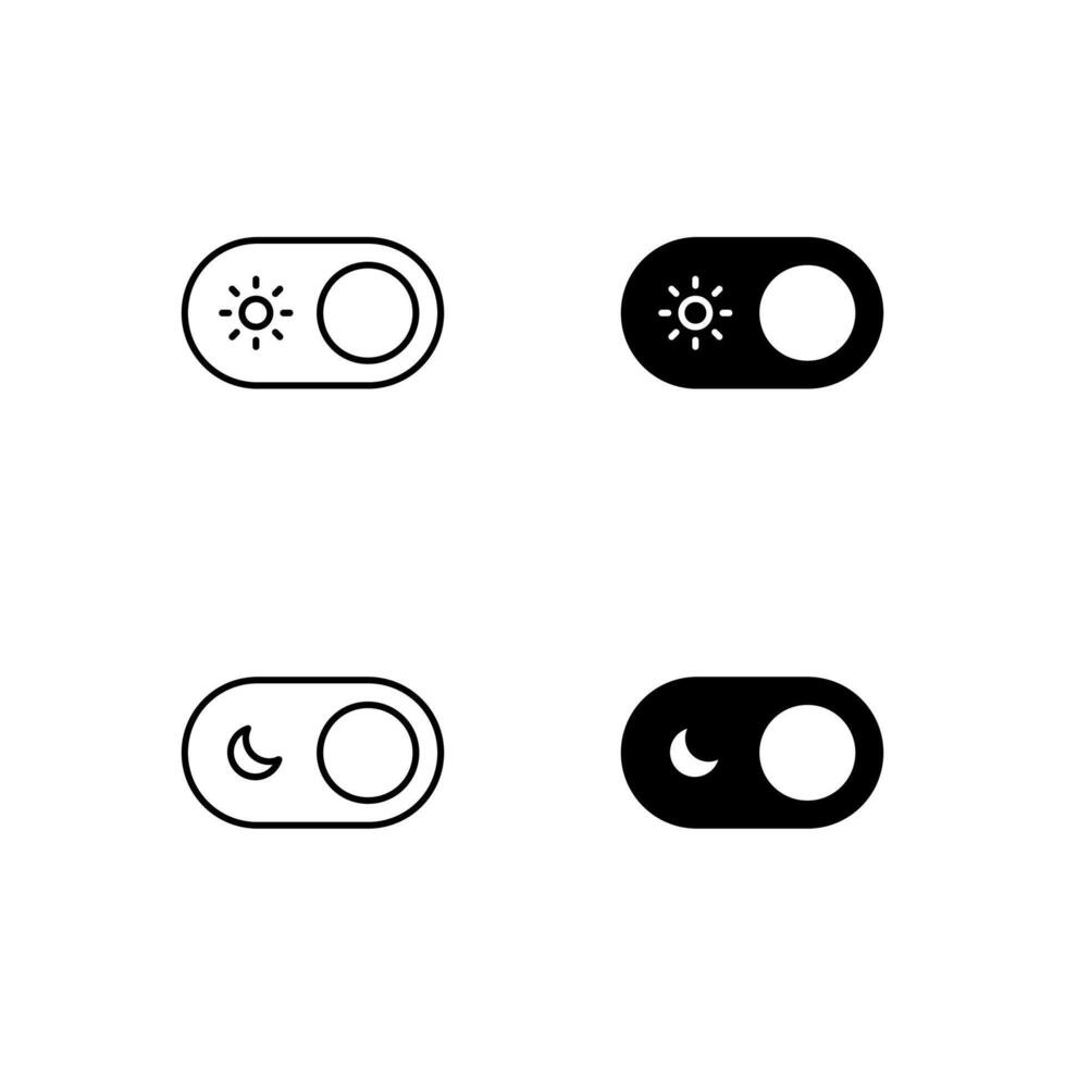 User Interface Light Mode and Dark Mode Icons in Glyph and Line Variation vector