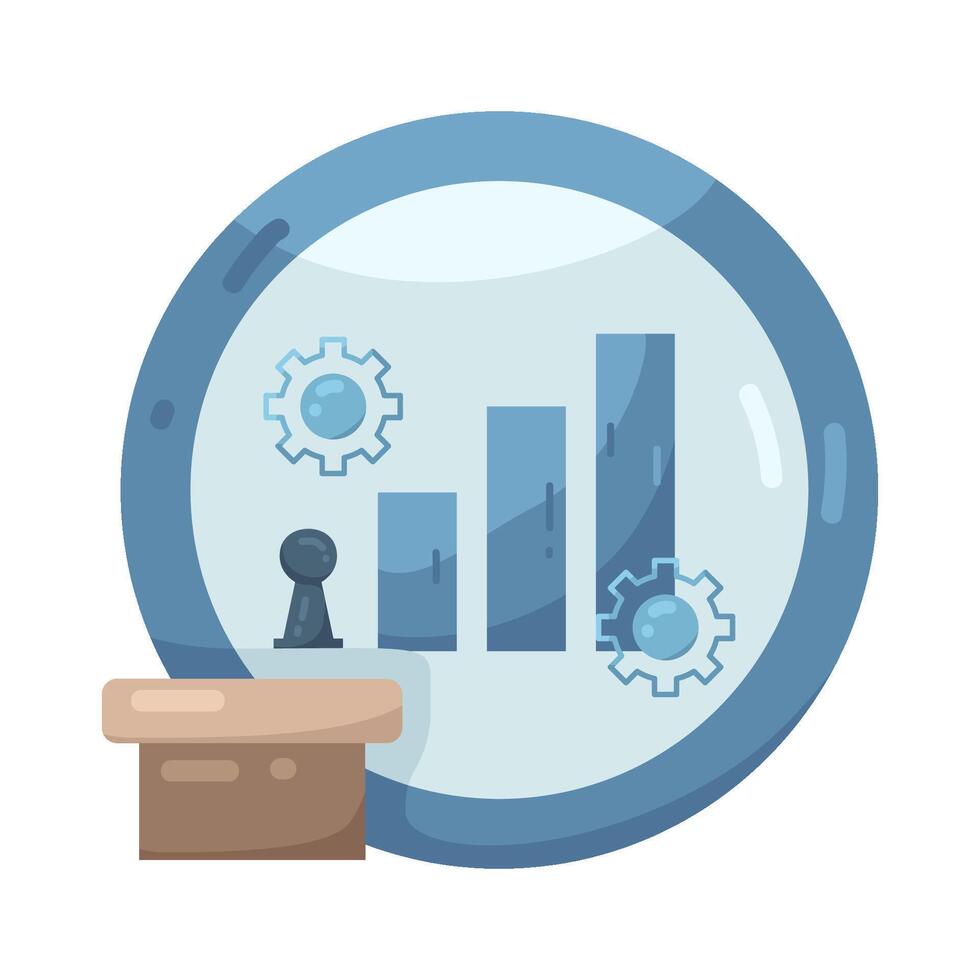 Data analytics illustration with gears and bars vector