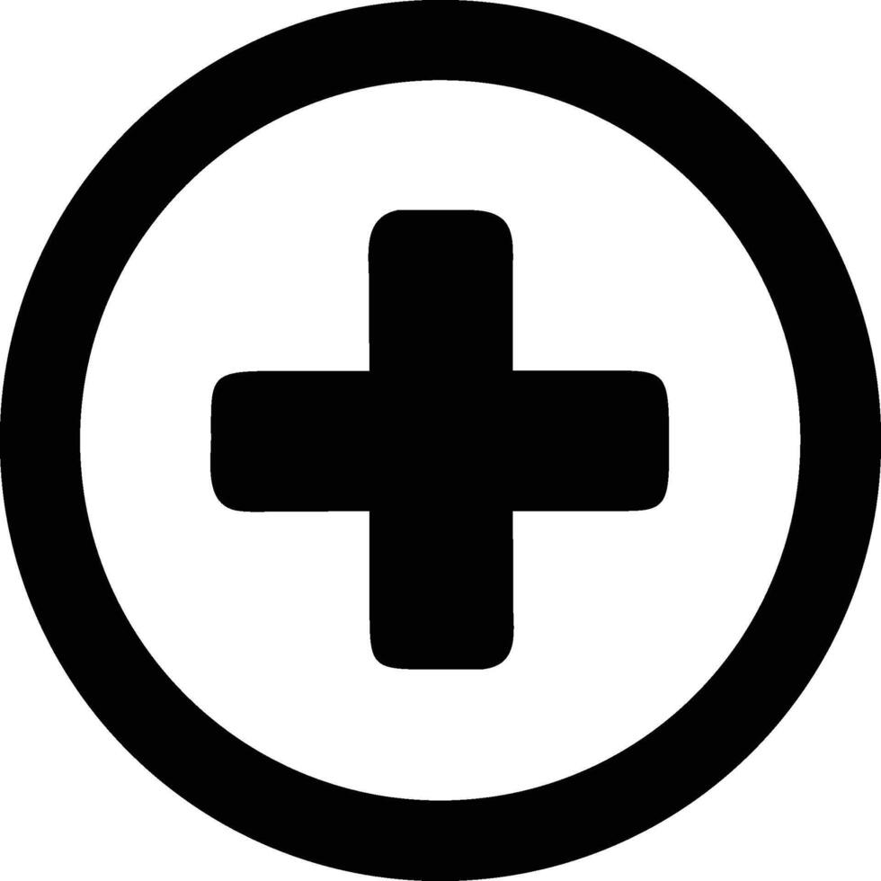 Black Plus Symbol in a Circle on White Background for Creative Projects vector