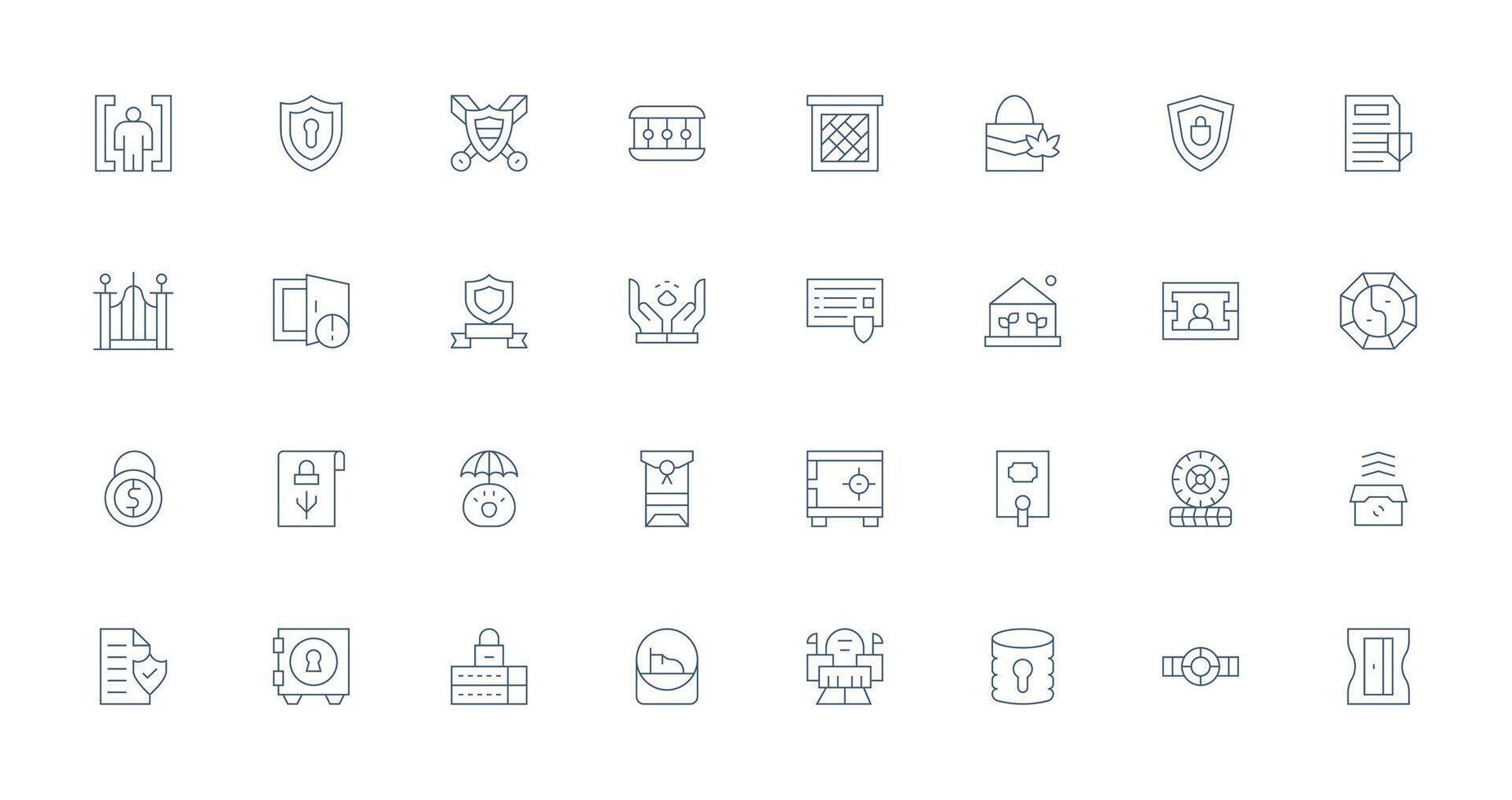 32 Icons for Protected in Thin Line Format vector