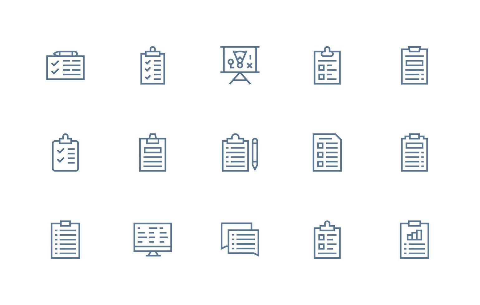 Task List featuring 15 Icons in Regular Line Design vector