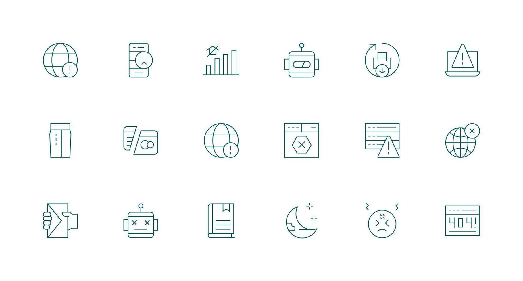 Offline Icon Set with 18 Minimal Line Graphics vector