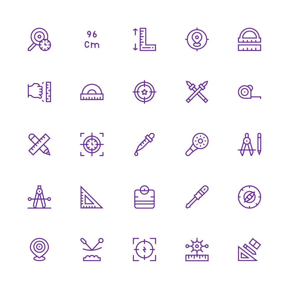 Medium Stroke Outline Icons from Precise Set with 25 Vectors