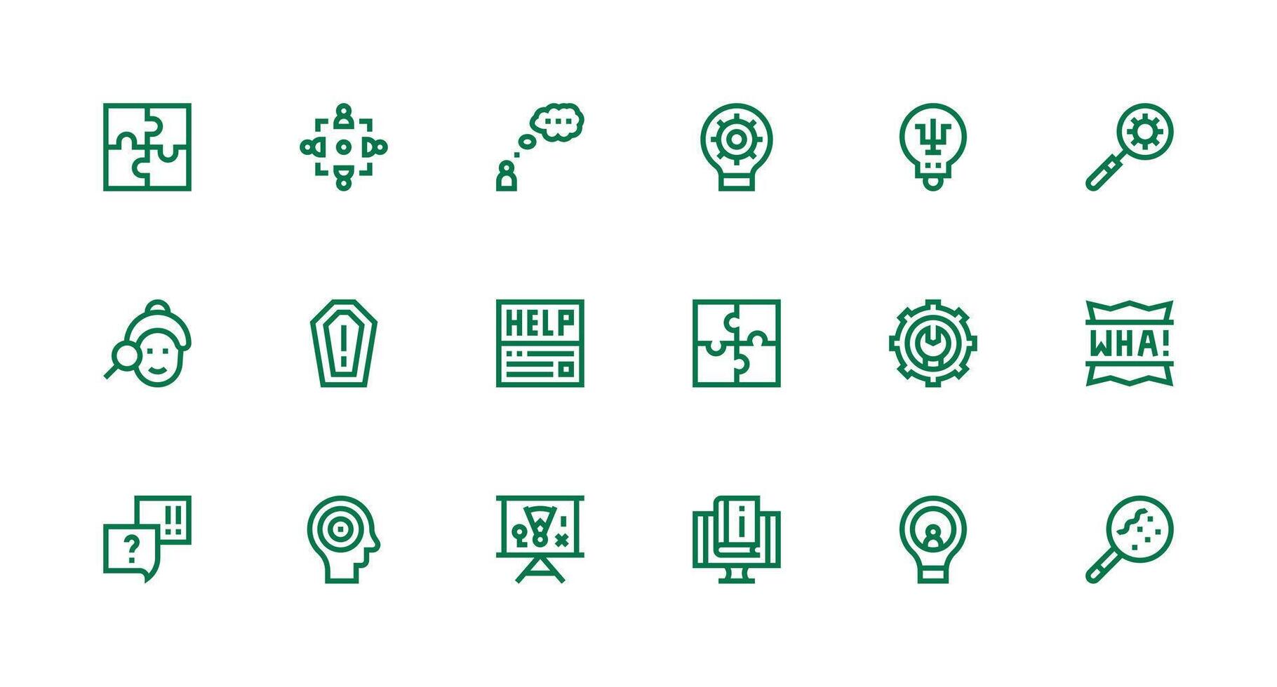 Problem Solving Design Icons featuring 18 in Strong Stroke Line Style vector