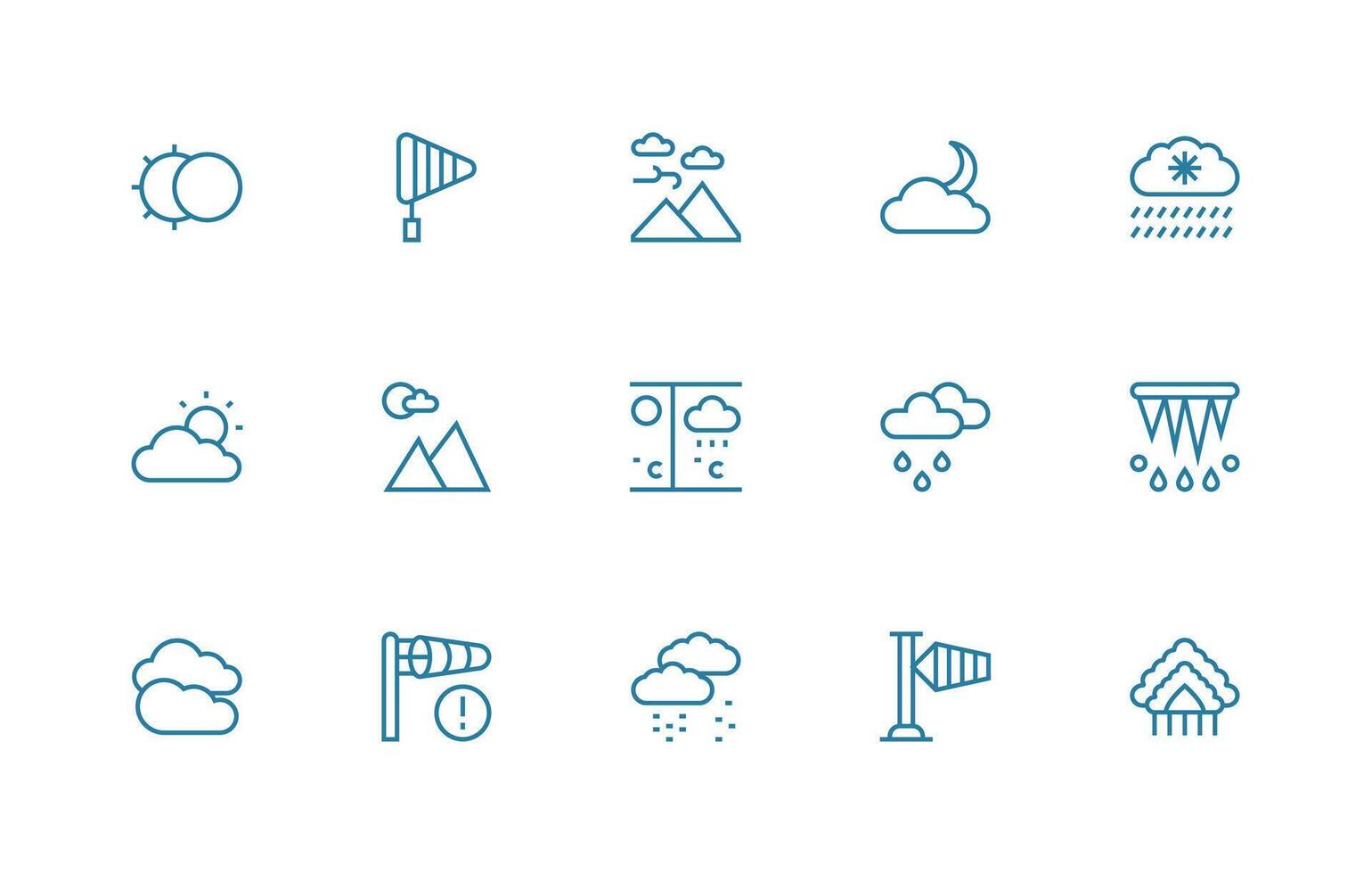 regular línea íconos desde pronóstico conjunto con 15 vectores