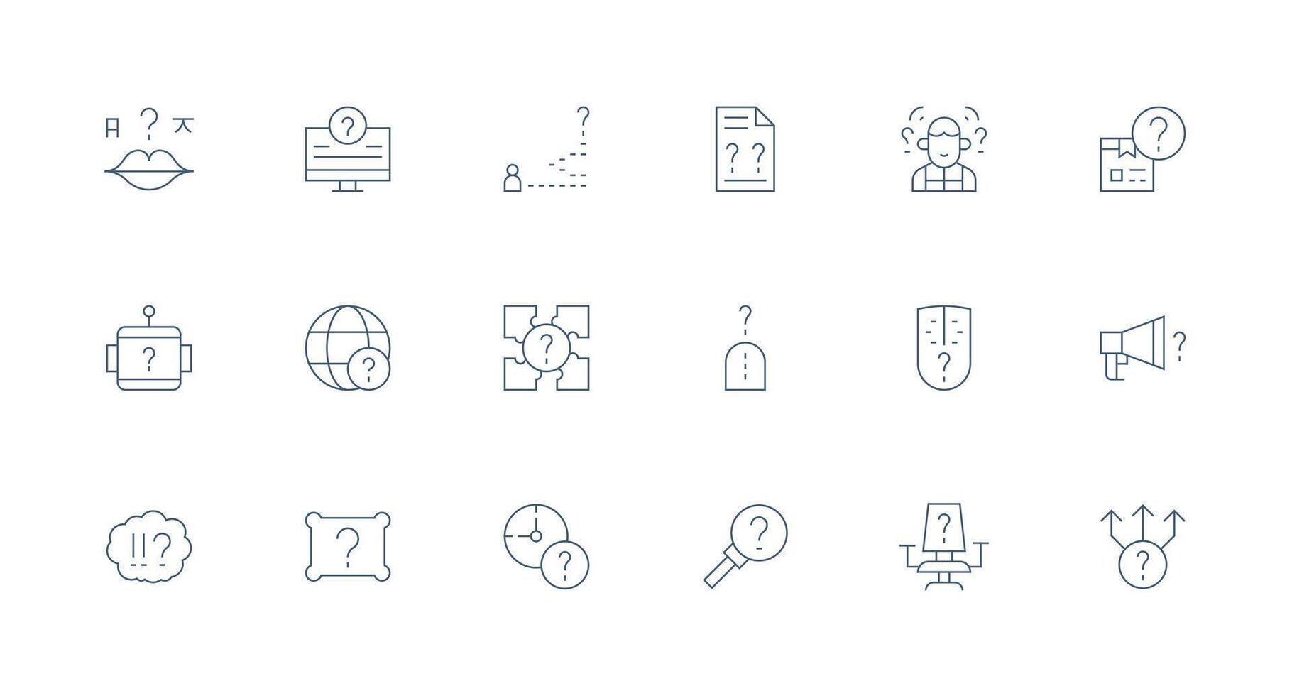 18 Minimal Line Icons for Unknown Graphics vector