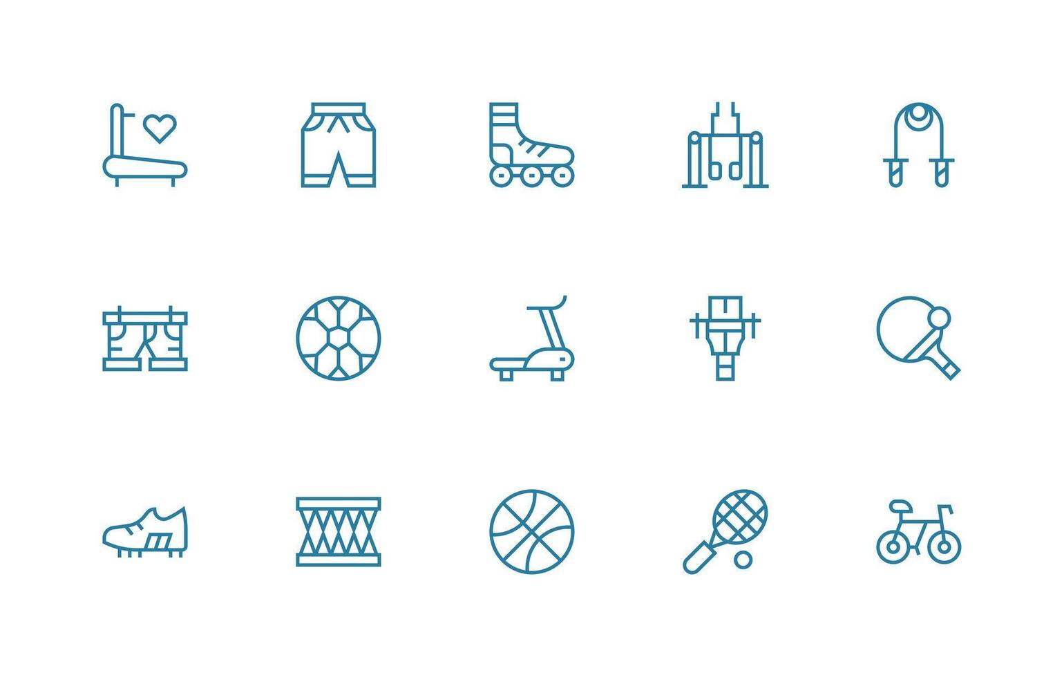 Exercise Design Icons featuring 15 in Regular Line Style vector