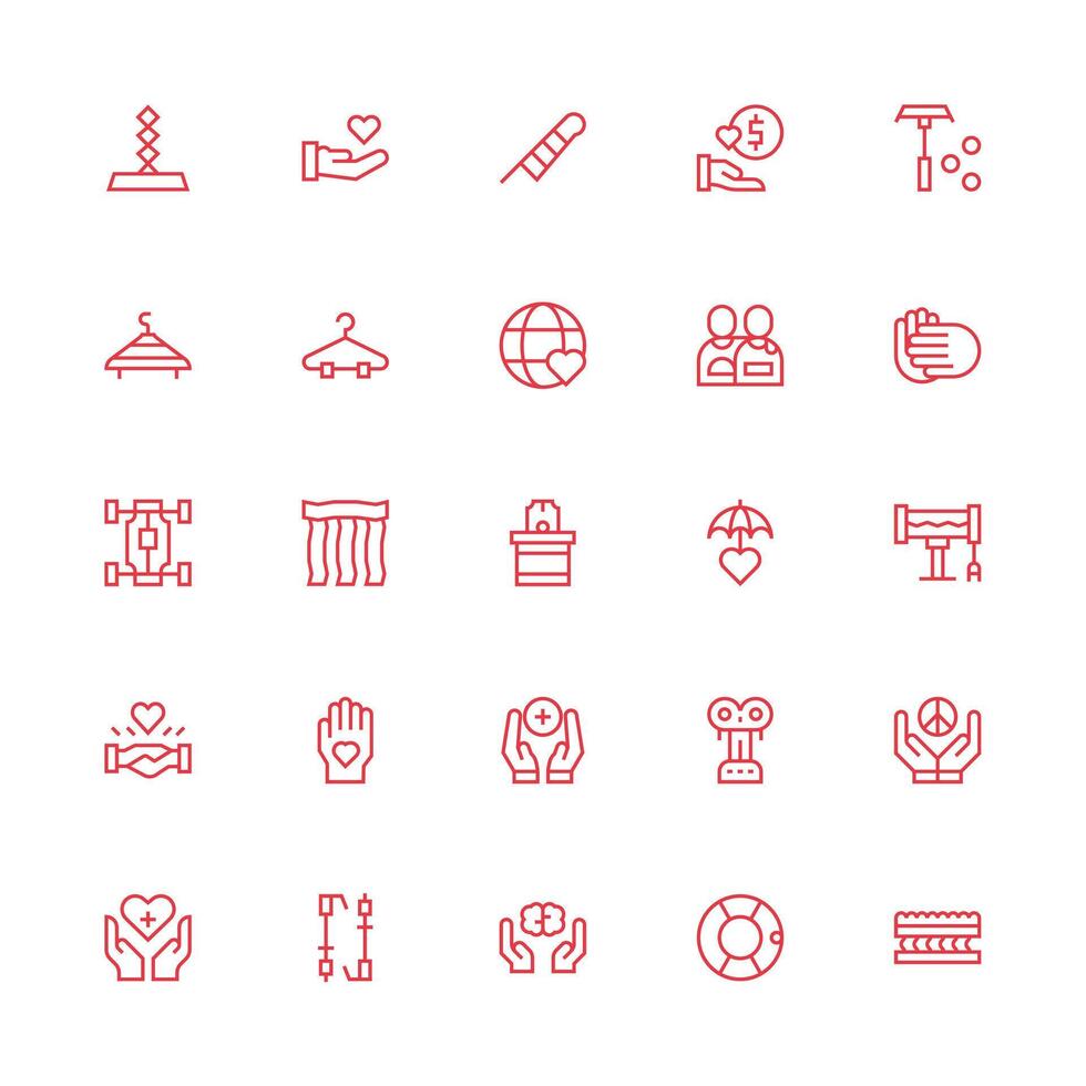 Support System featuring 25 Icons in Medium Stroke Outline Design vector
