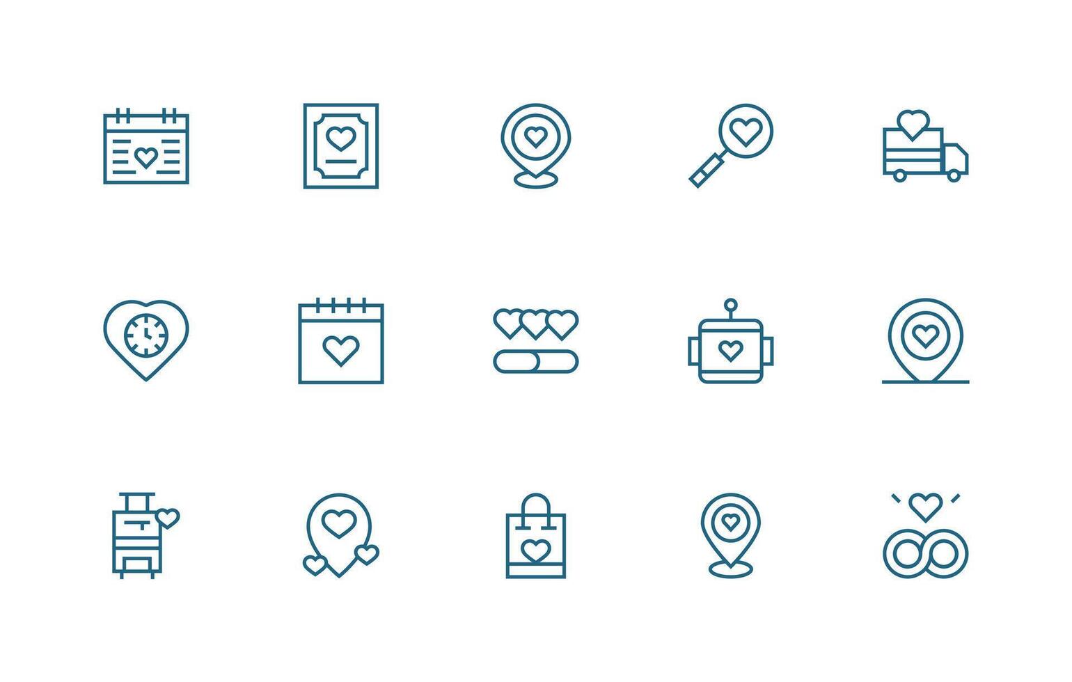 15 Icons for Cherished in Regular Line Format vector