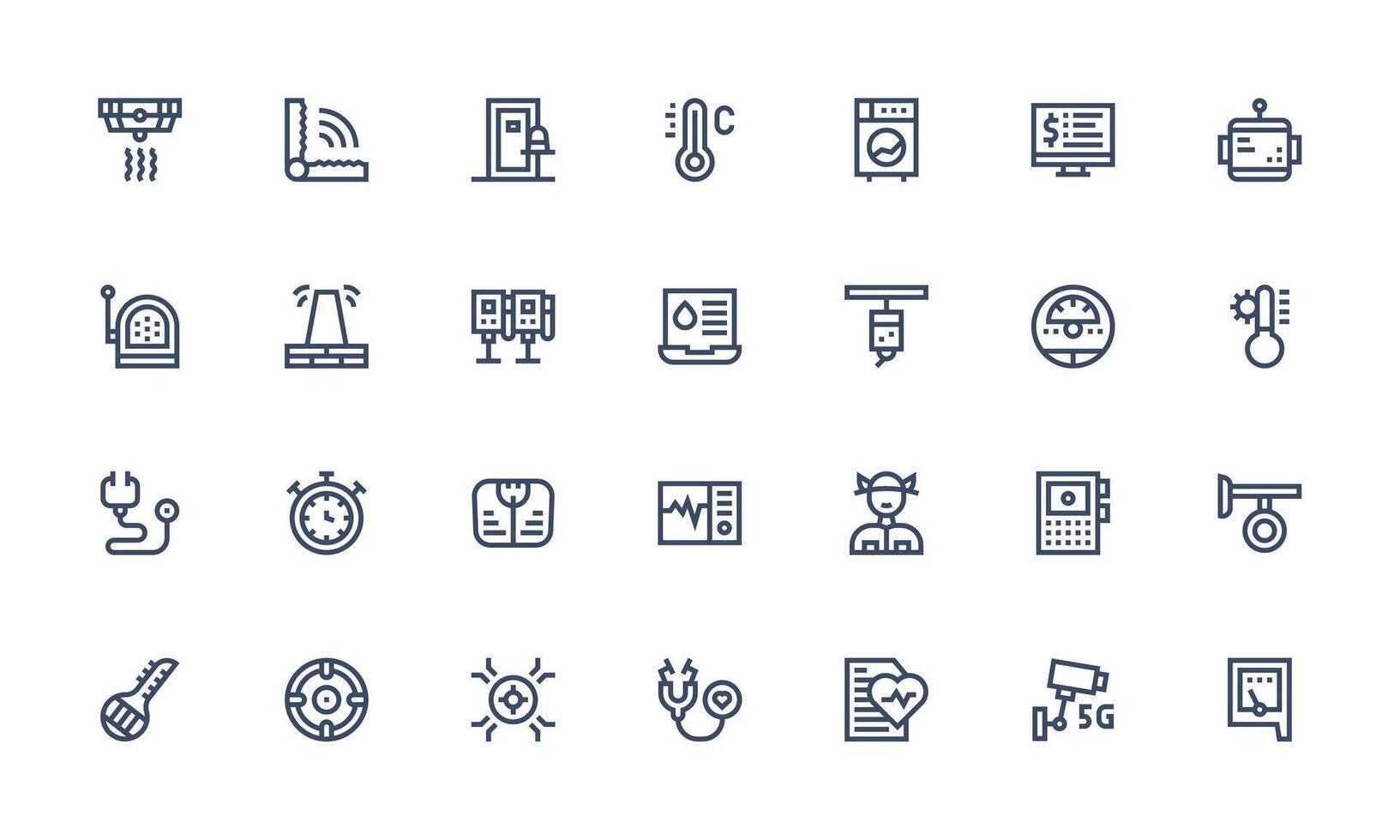Monitoring Icon Set with 28 Bold Line Graphics vector
