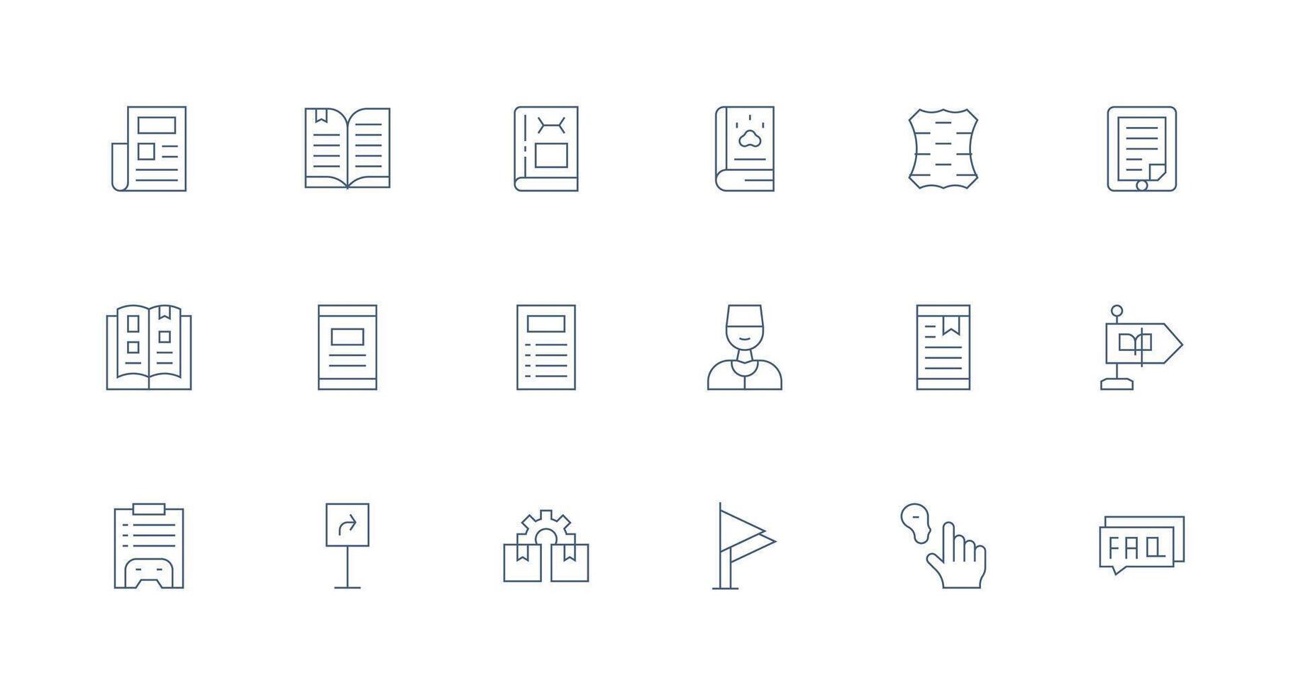 Guide Icon Set with 18 Minimal Line Graphics vector
