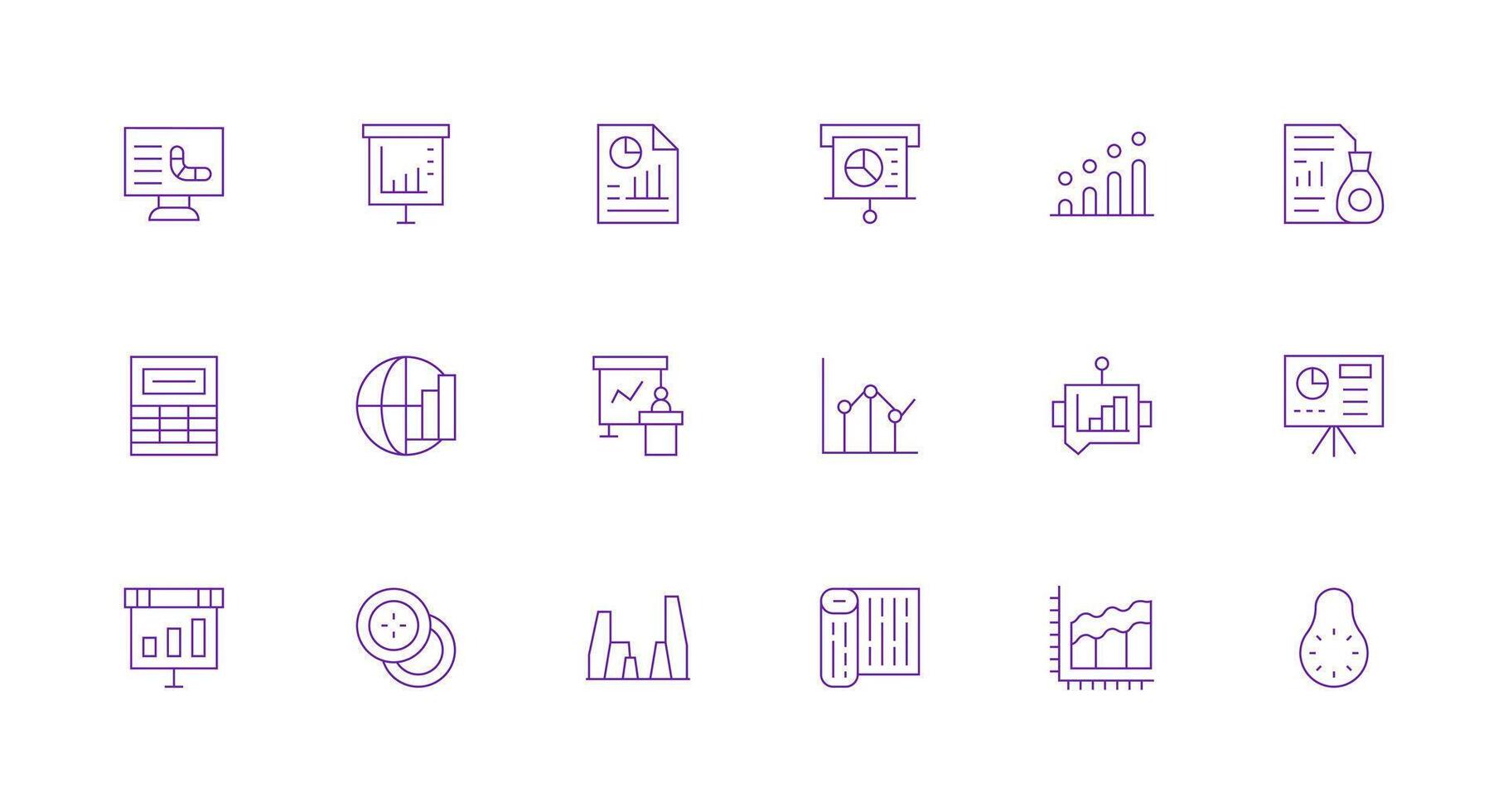 Minimal Line Style Statistics Icons with 18 Vectors