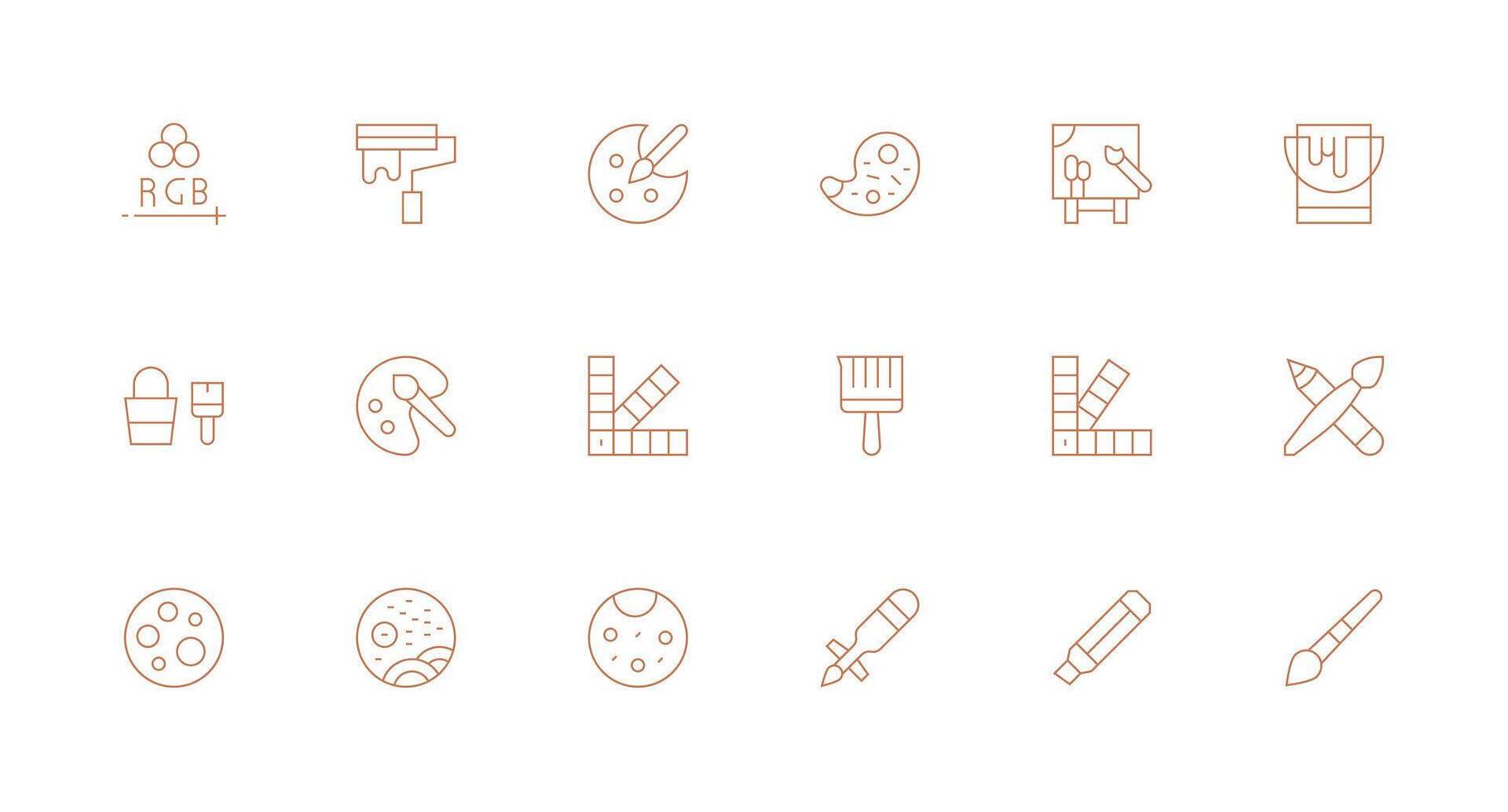 18 Minimal Line Icons for Color Graphics vector