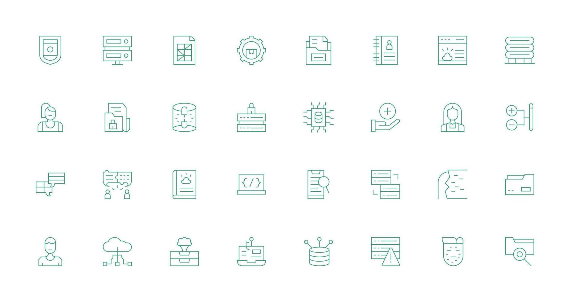 Thin Line Icons from Database Set with 32 Vectors