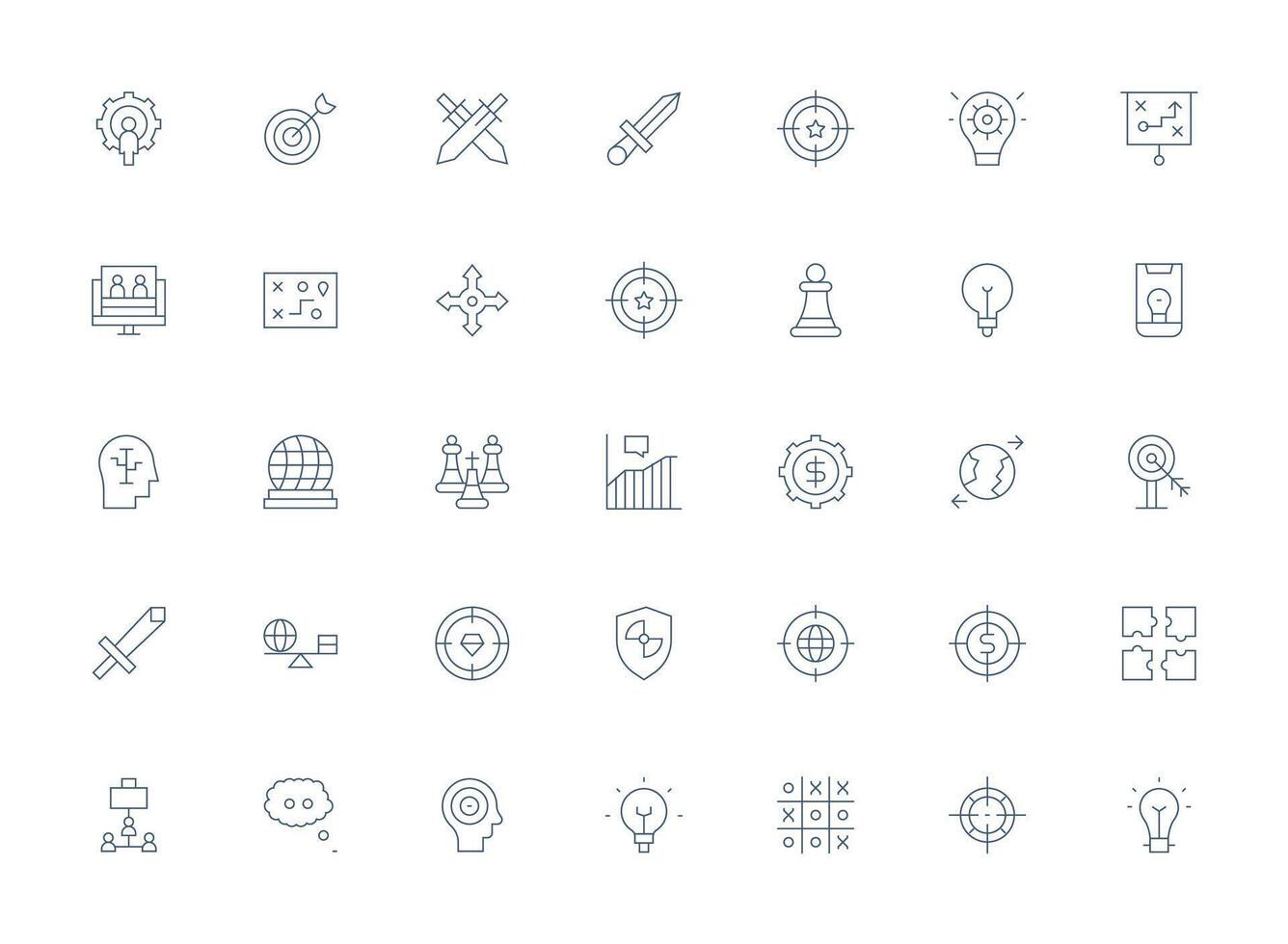 Light Line Icons from Strategy Set with 35 Vectors