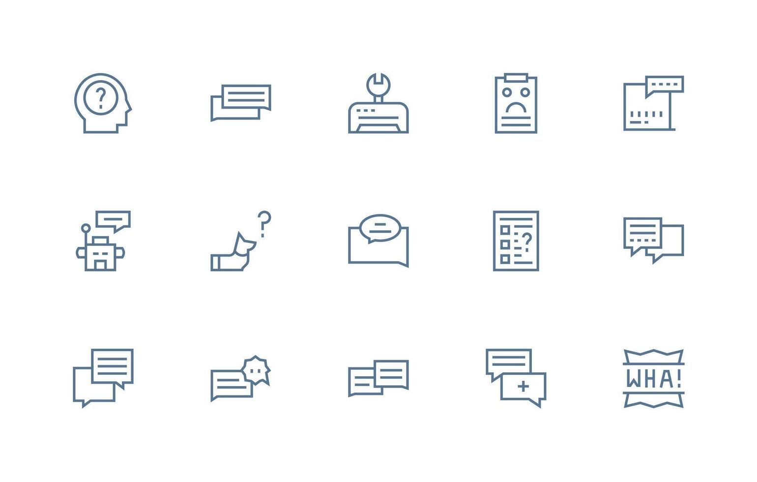 Regular Line Icons from Support Request Set with 15 Vectors