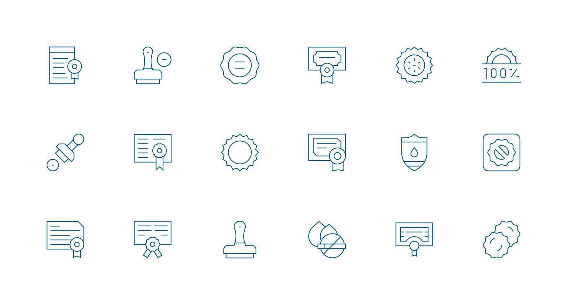 Seal Design Icons featuring 18 in Minimal Line Style vector