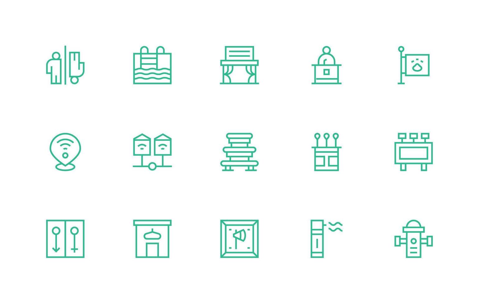 15 Regular Line Style Icons from Public Collection vector