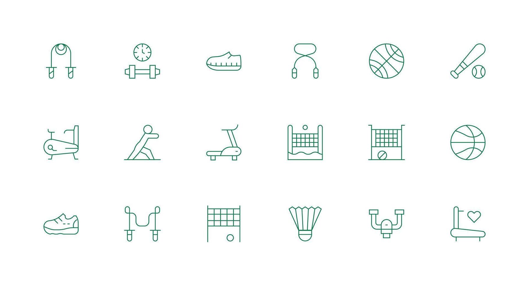 Physical Activity featuring 18 Icons in Minimal Line Design vector