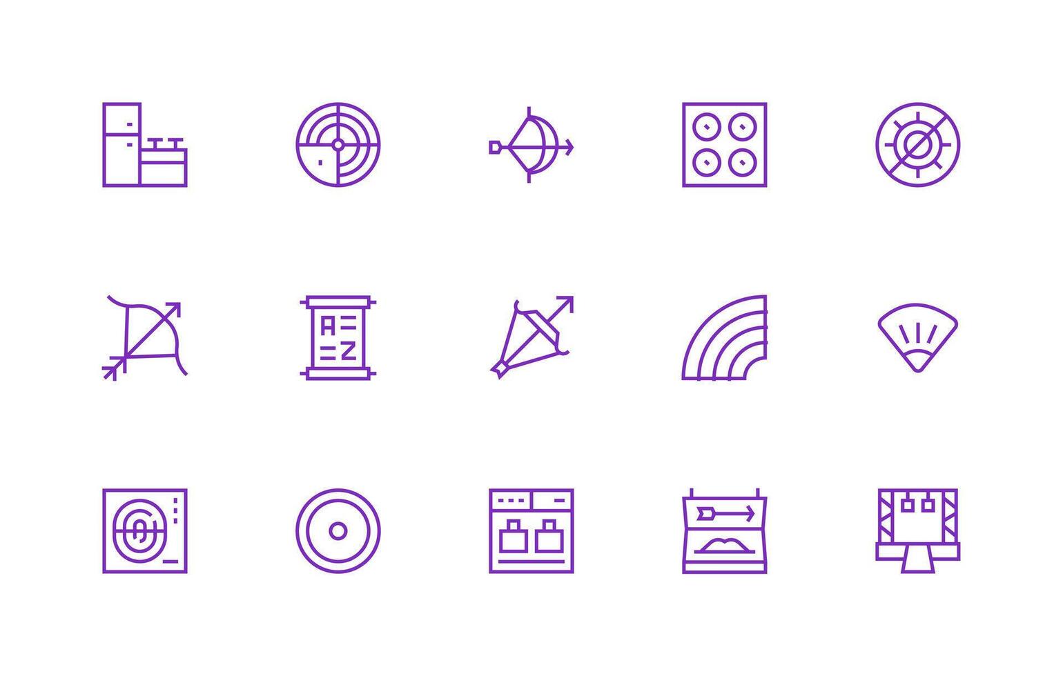 15 regular línea íconos para rango gráficos vector