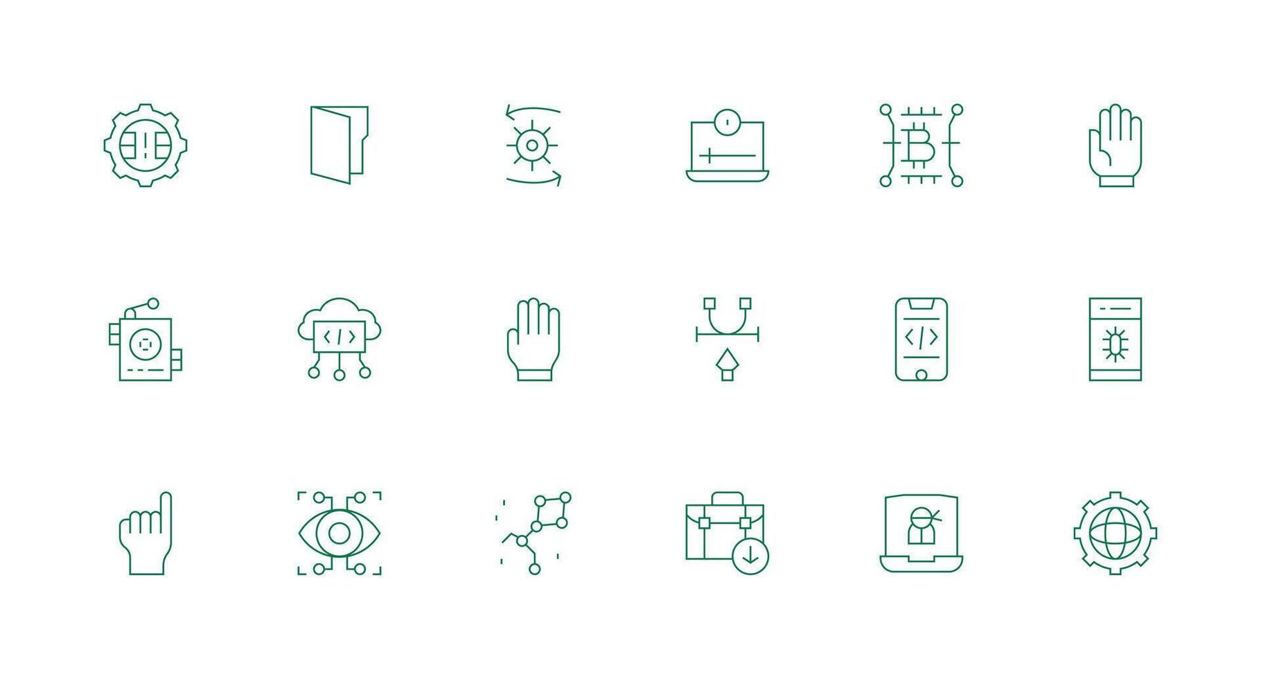 Software Set with 18 Minimal Line Icons vector