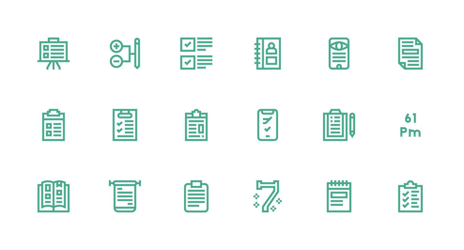 Strong Stroke Line Style List Icons with 18 Vectors