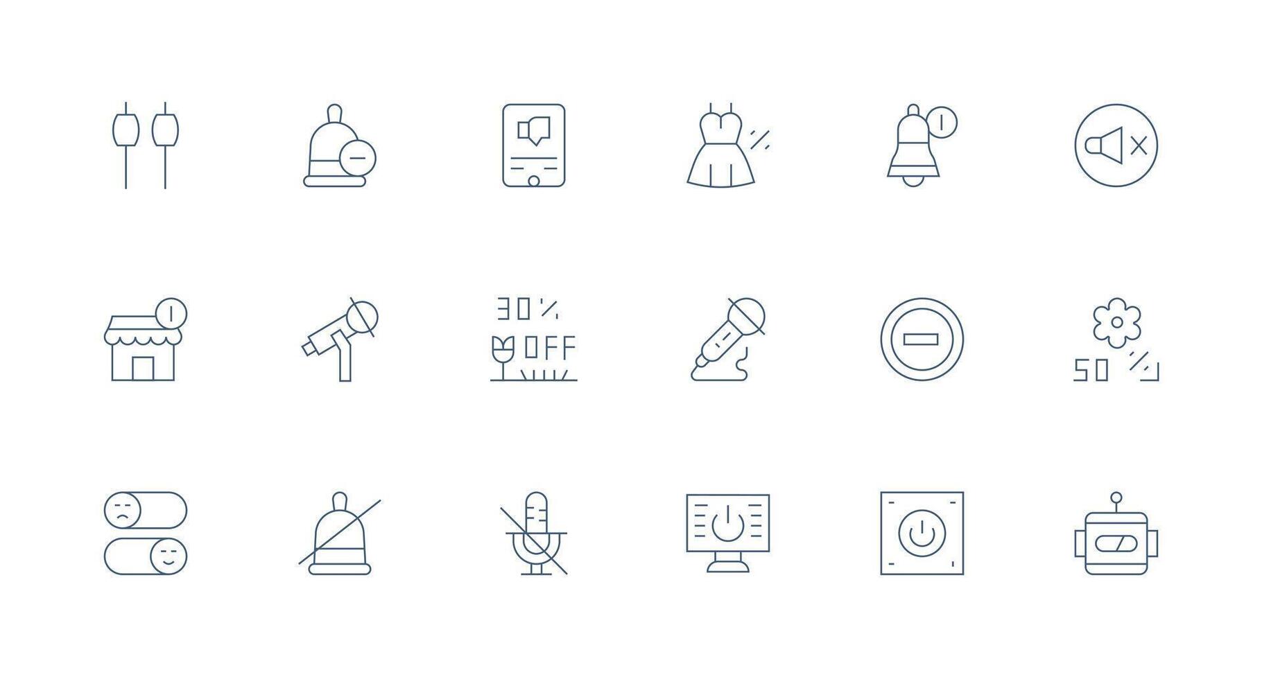 Off featuring 18 Icons in Minimal Line Design vector