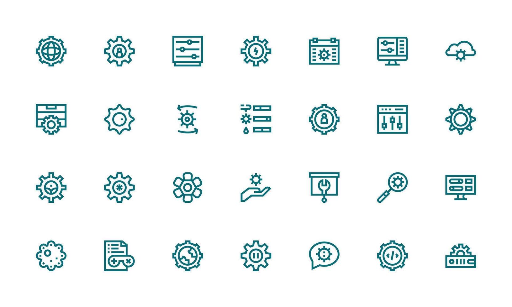 Configuration Design Icons featuring 28 in Bold Line Style vector