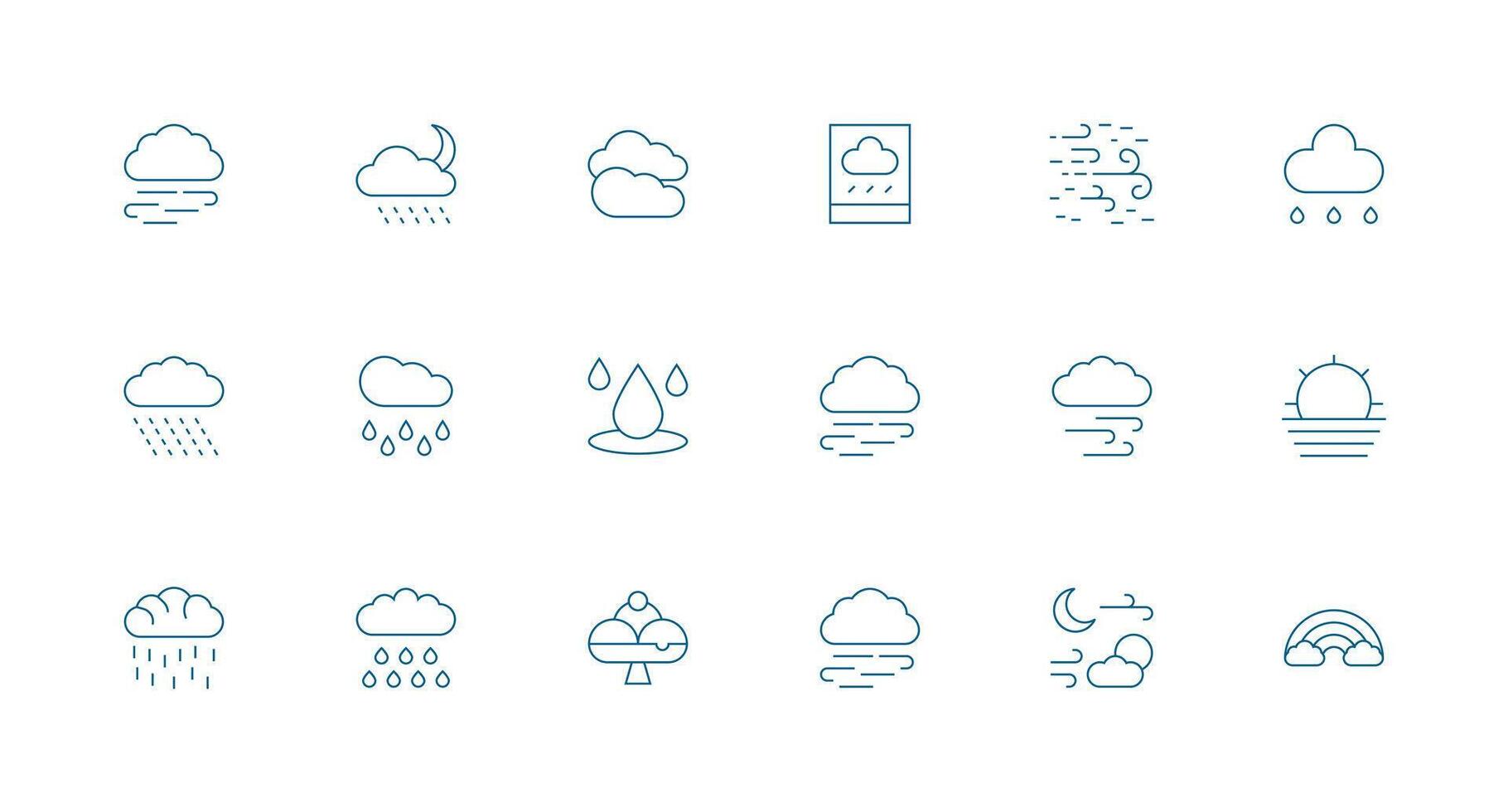 mínimo línea íconos desde atmósfera conjunto con 18 vectores