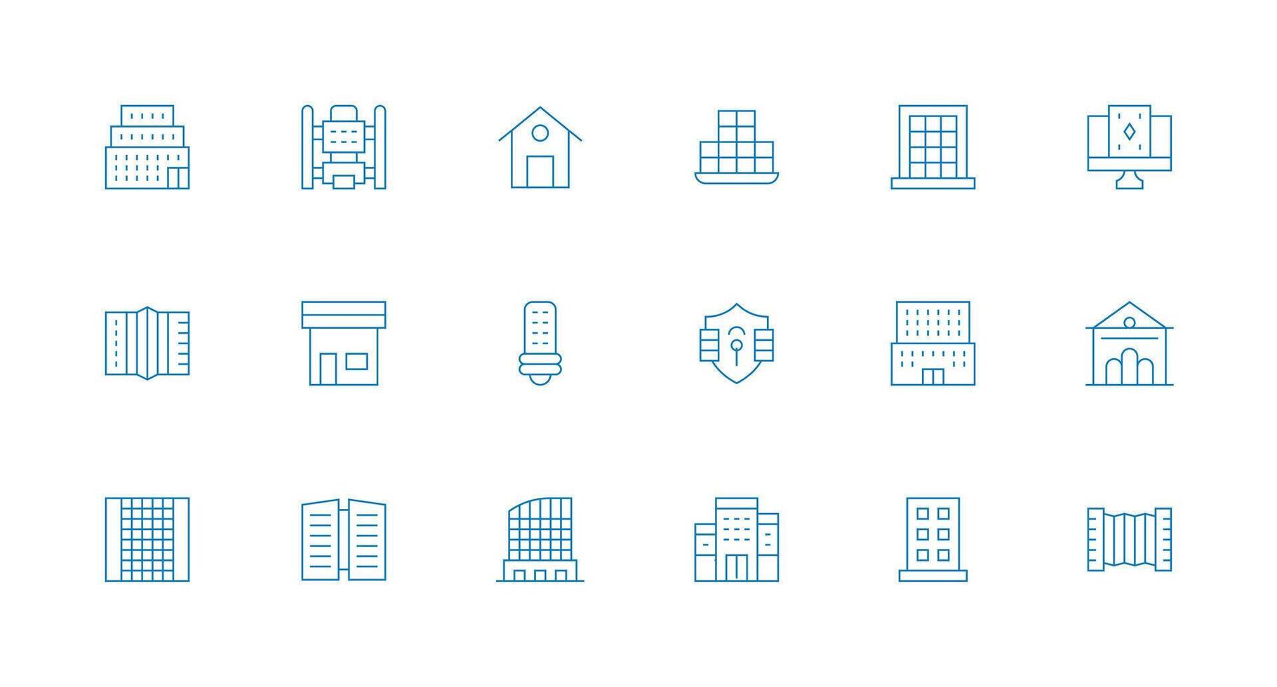 Windows featuring 18 Icons in Minimal Line Design vector
