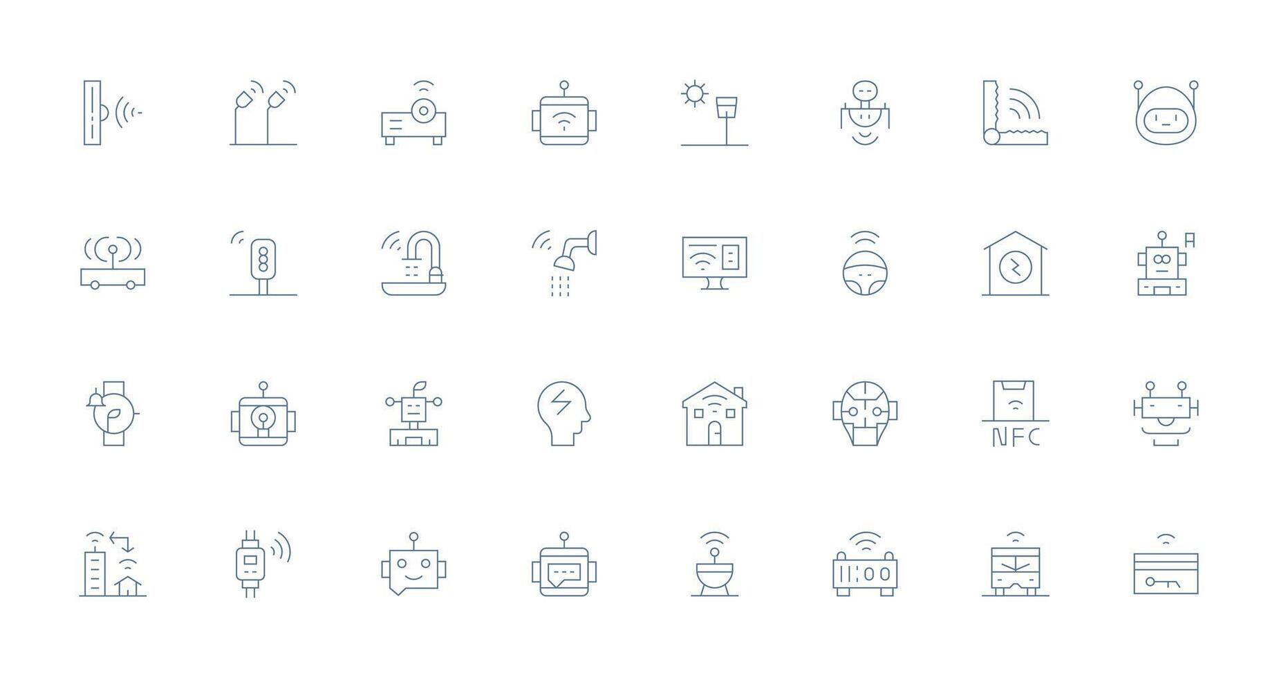 Smart Icon Set with 32 Thin Line Graphics vector