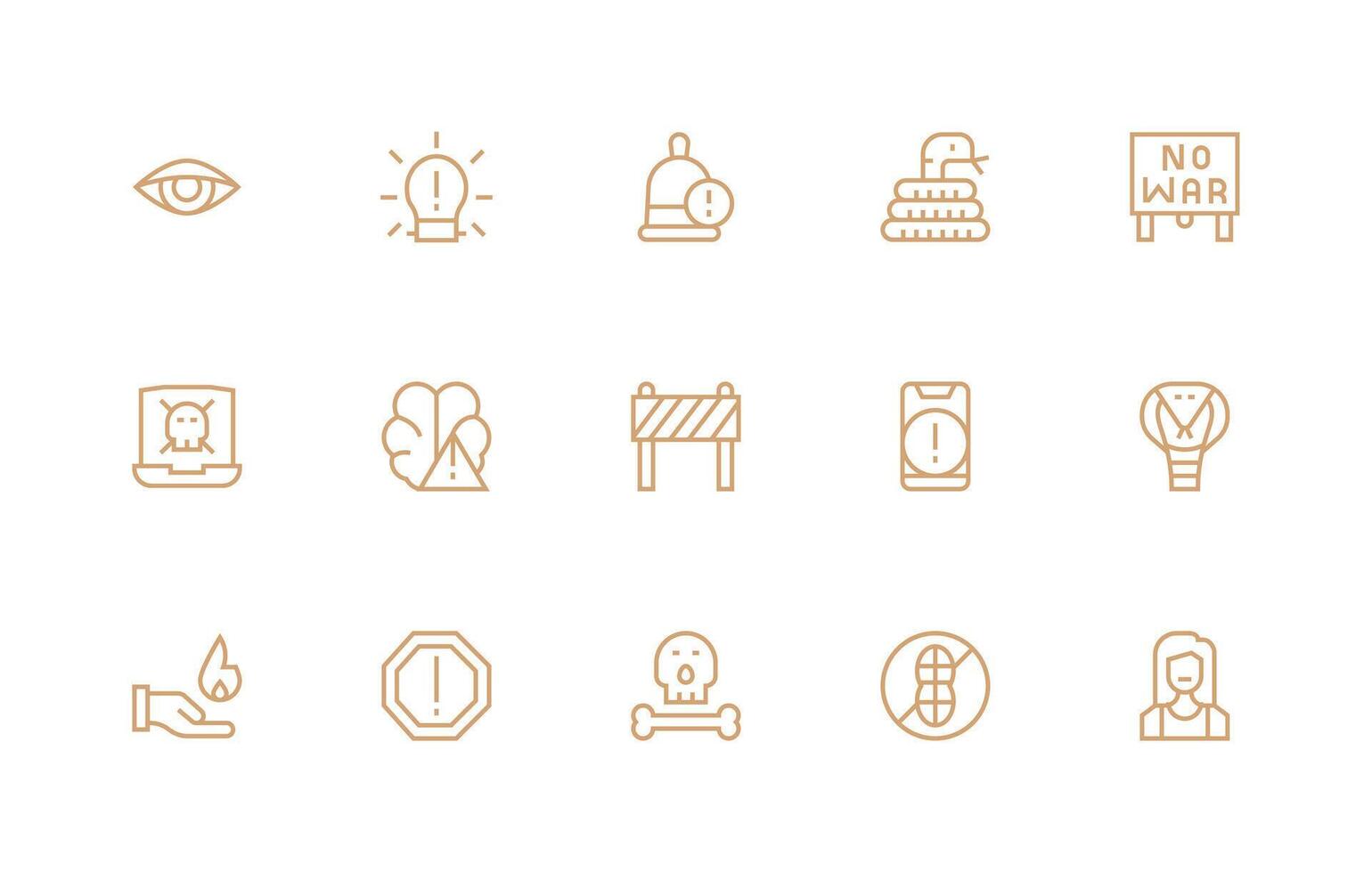 15 Icons for Caution in Regular Line Format vector