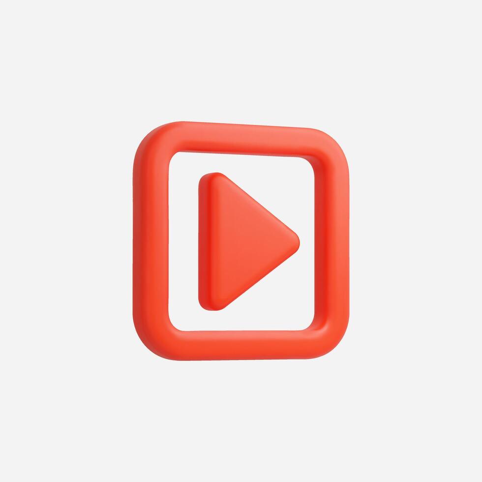 A modern red play button icon design on a clean background. vector