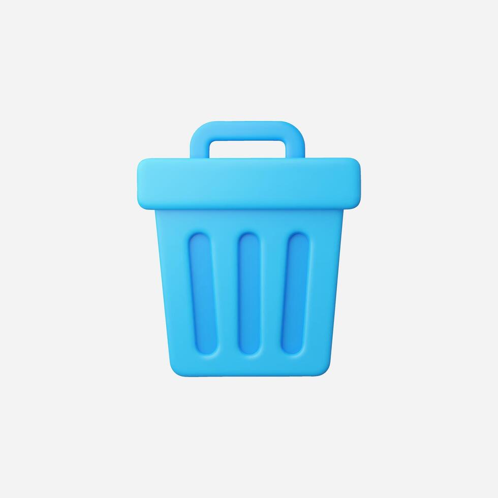A simple blue trash can with a minimalist design. vector