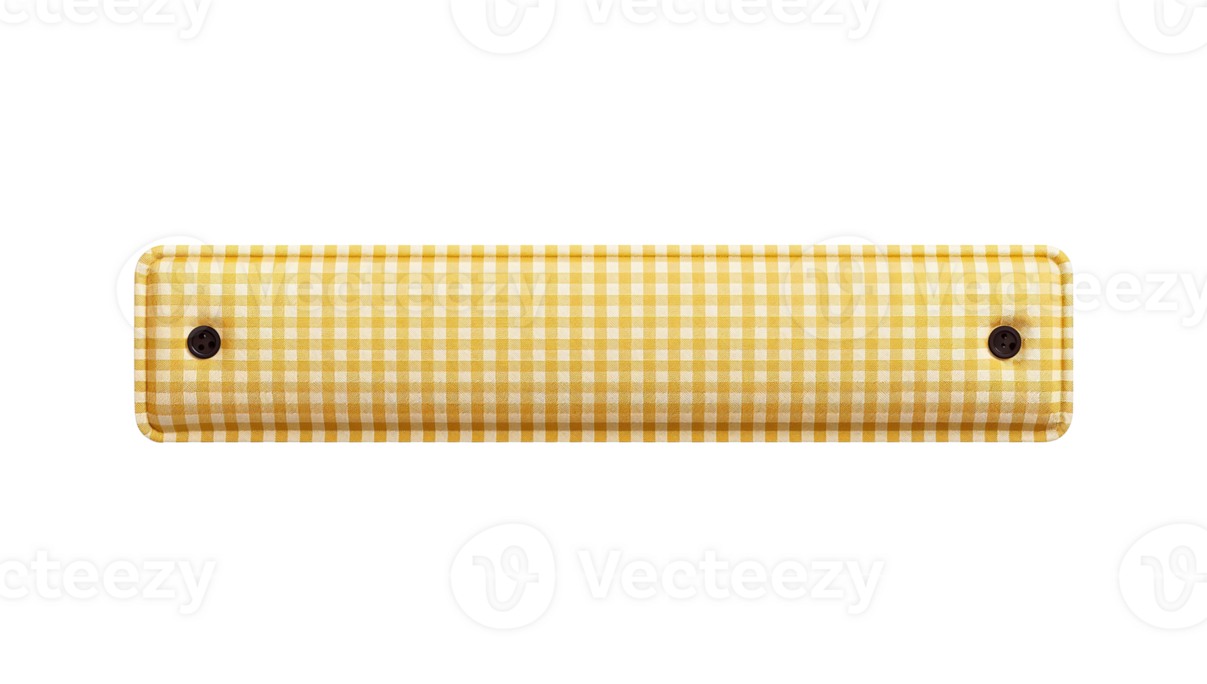 Decorative rectangular banner element with a yellow gingham pattern and button details isolated png