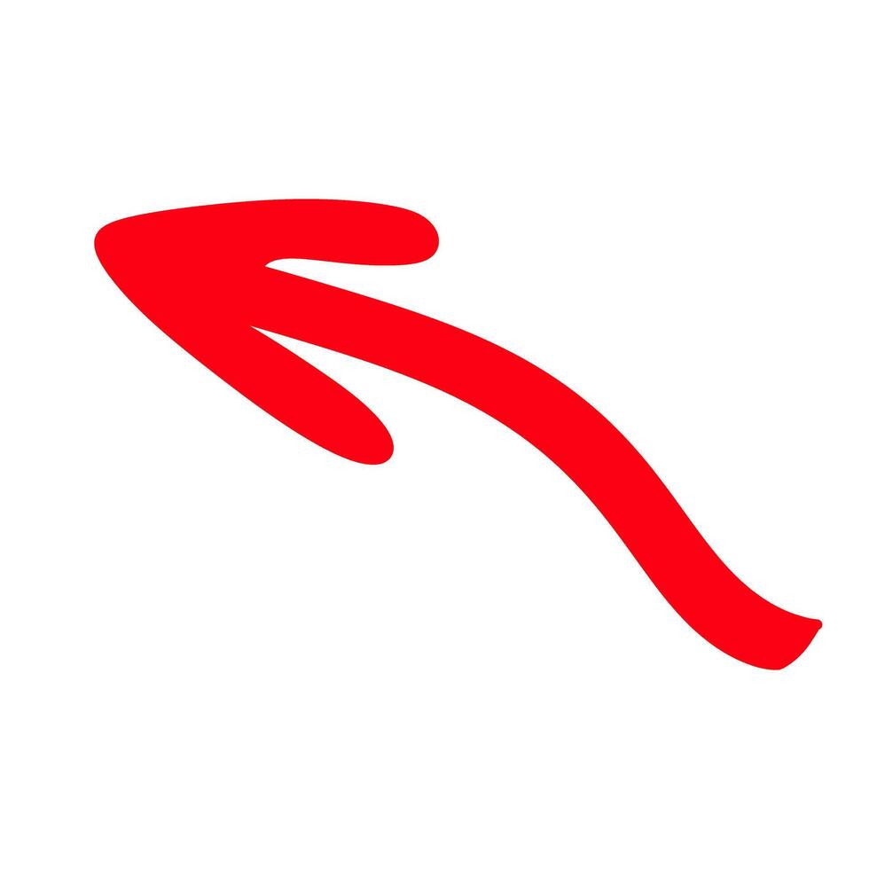Red arrow pointing upwards, dynamic movement, white background, direction concept vector