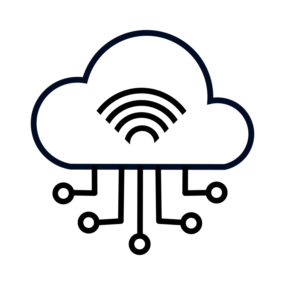 nube informática red conectando dispositivos con inalámbrico señal, digital tecnología y global red concepto png