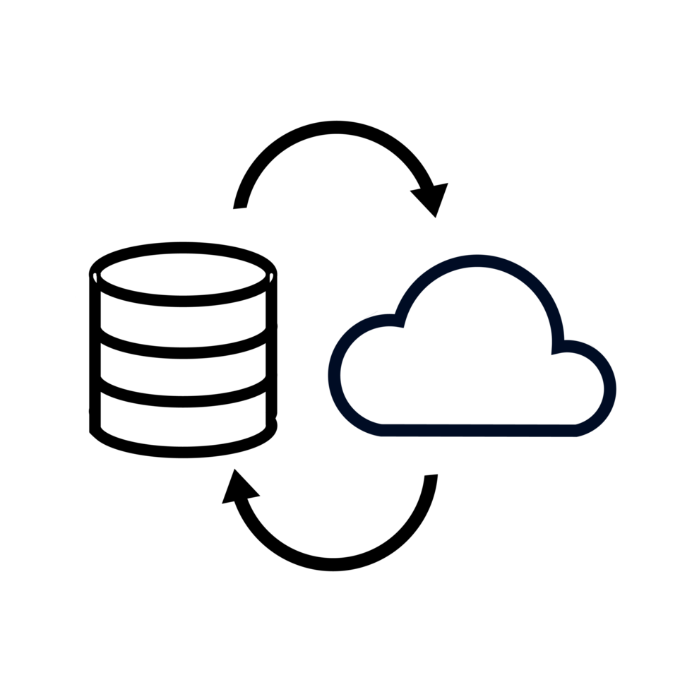 Database data transferring to the cloud via synchronization process for secure storage and backup png