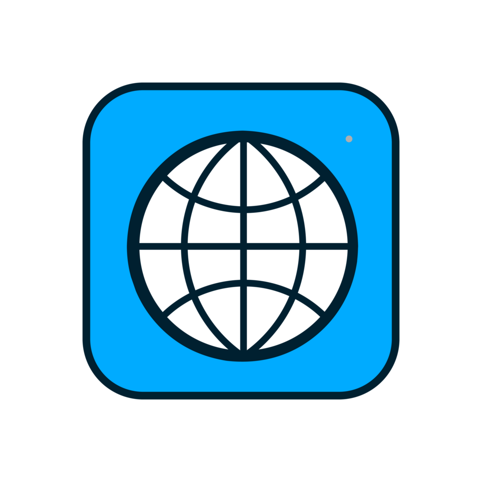 Global network connection symbol in a digital square interface representing internet, communication, and worldwide access png