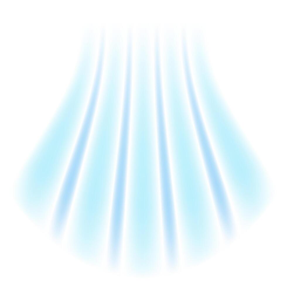 Fresh air flow from the conditioner. Sparkling light effect with blue rays. Imitation cold wind or frost on white background vector