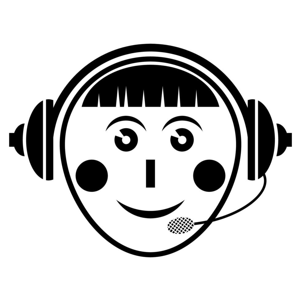 Support with assistant isolated on white background. Flat design support icon. The headphone logo can be used for the company, icon and others. vector