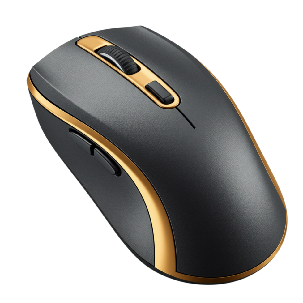Black computer mouse with cord for desktop navigation and clicking png