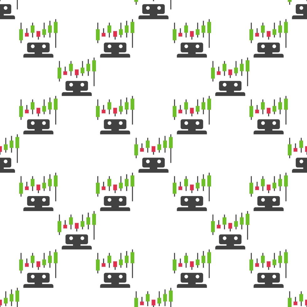 Robot with Candlestick Chart Crypto Trading Algorithms seamless pattern vector