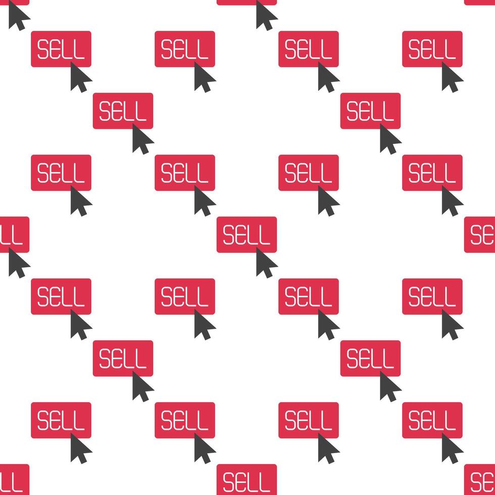 Red Sell Button with mouse cursor seamless pattern vector