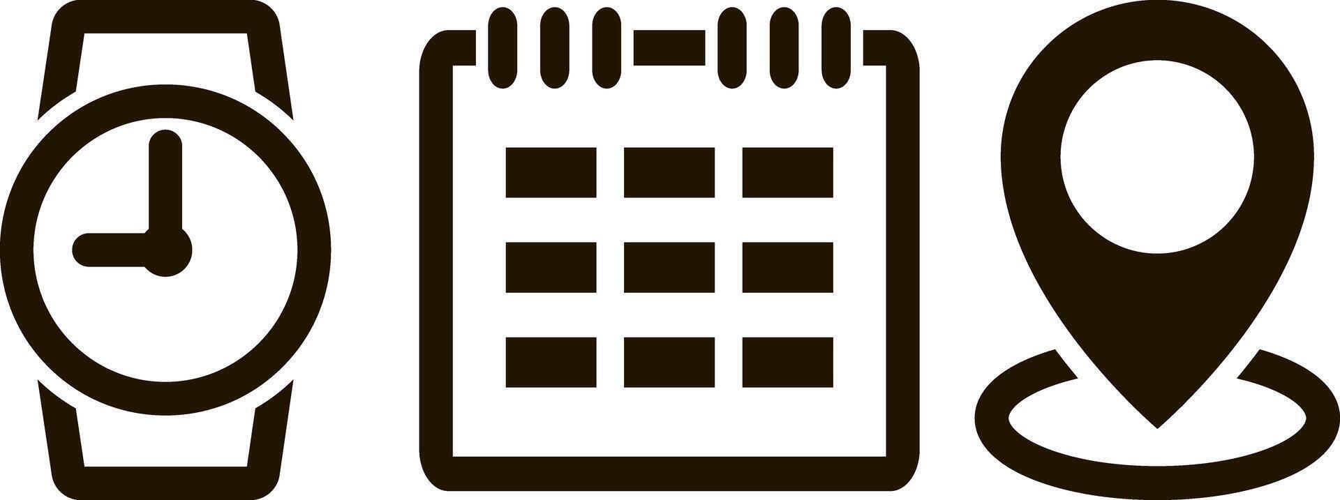 Calendar clock pointer icon isolated. Time date location clipart Stencil collection vector