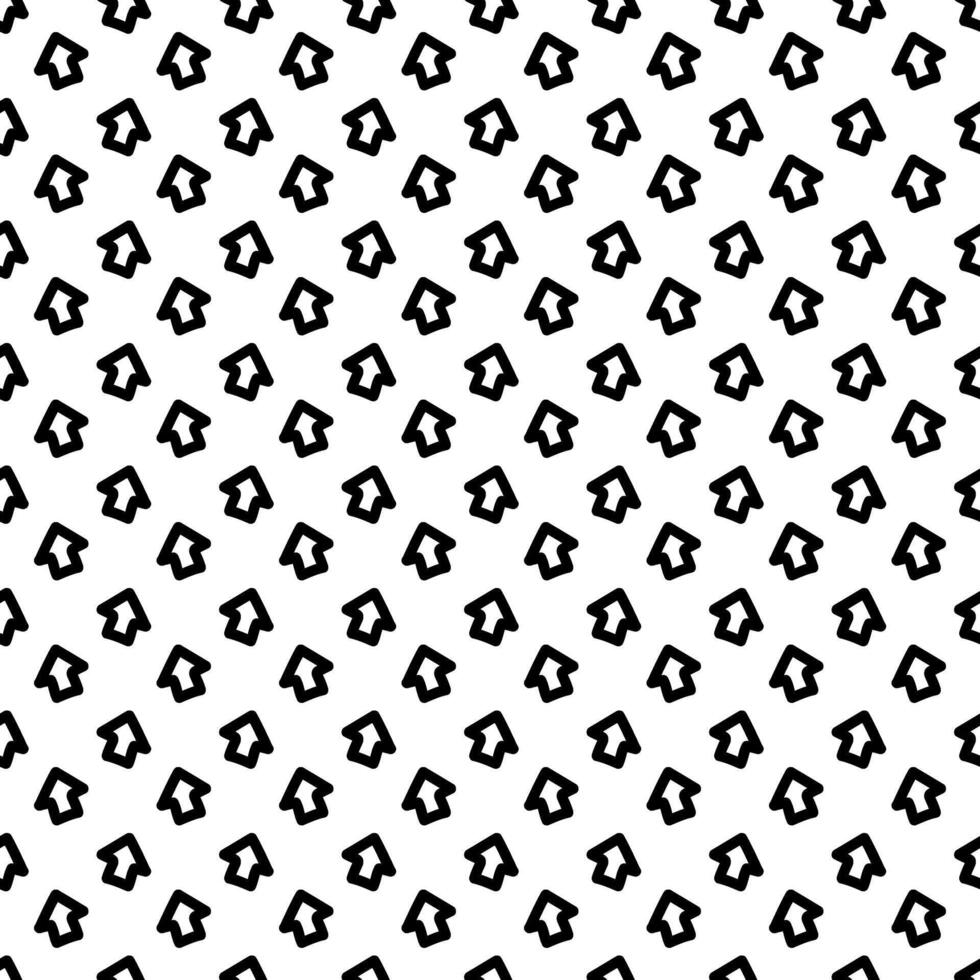 Doodle pattern houses, arrows in different directions. Black line on white. Seamless texture. Cute children's drawing. Shape, symbol repeating in rotation. Minimalistic linear style vector