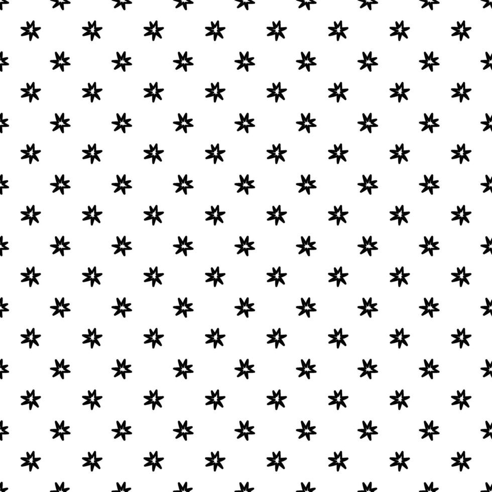 Doodle pattern mini circle with rays, the sun is the same size. The line is black on white. Seamless texture. Cute children's drawing. Shape, symbol repeating in rotation. Minimalistic linear style vector