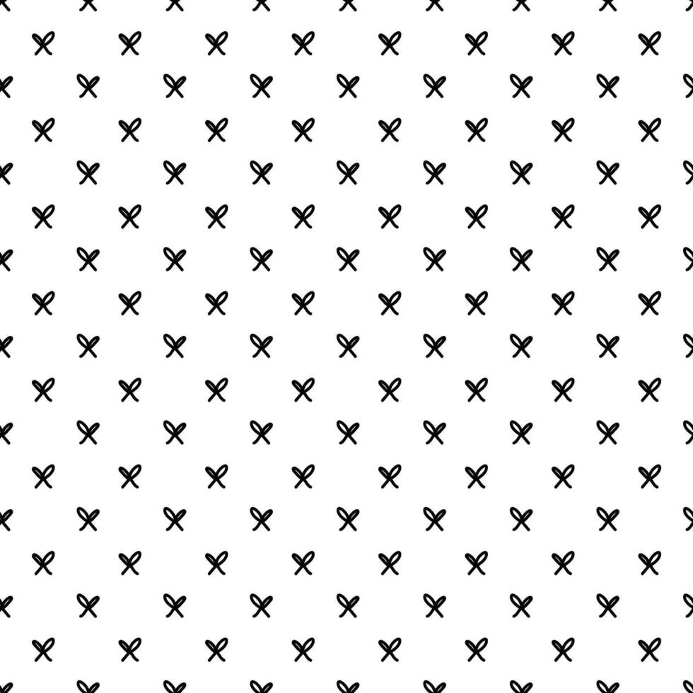 Doodle pattern mini thin bows. A tied thread with two loops. A black line on white. A seamless texture. A cute children's drawing. A shape, a symbol that repeats in a turn. A minimalist linear style vector