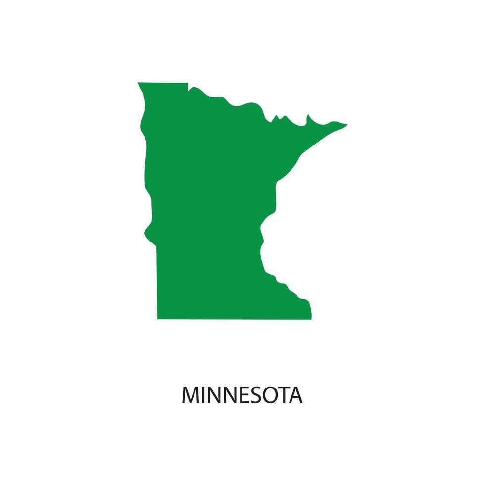 A simple green silhouette map of the U.S. state of Minnesota on a white background with text. vector
