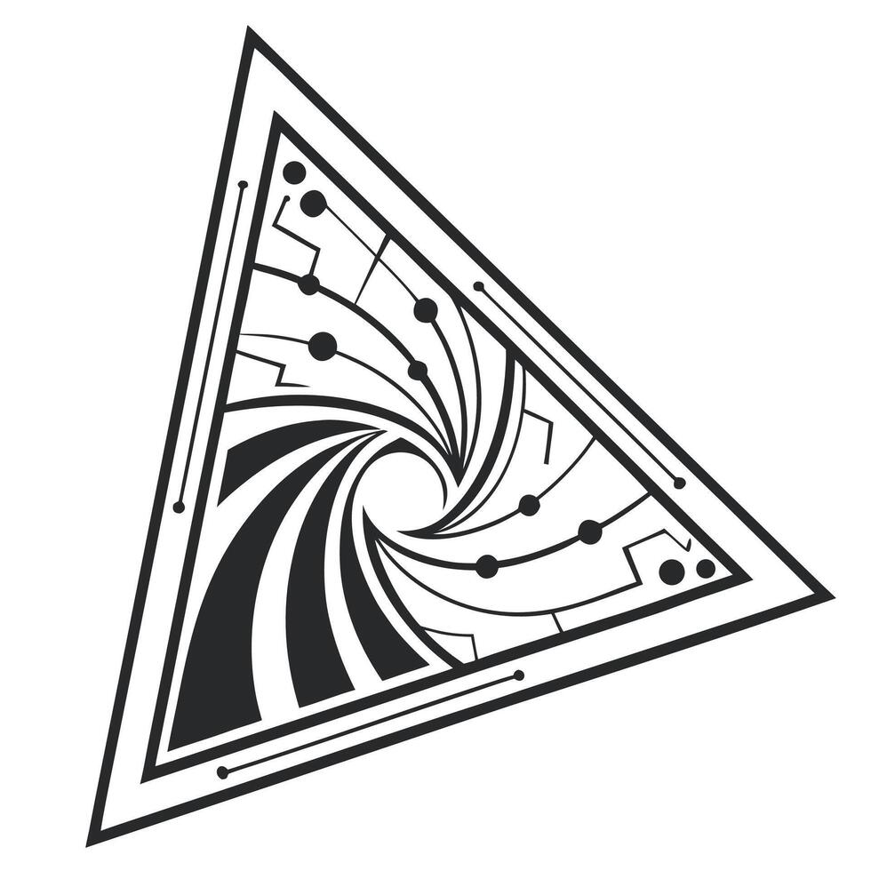 Abstract triangle vortex with circuit design vector